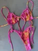 Sexy Printed Ruffled Frilled Thong Bikini Women Swimwear Female Swimsuit Two Pieces Bikini set Micro String Bathing Suit Swim