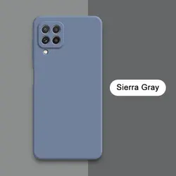 Square Liquid Silicone Waterproof Soft Camera Protective Back Cover for Samsung A22 4G (Sierra Gray)