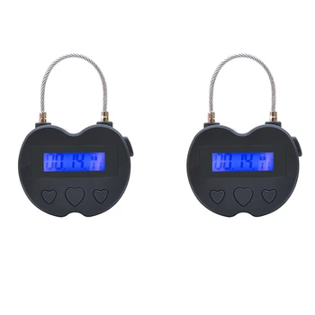 Fashion2x 스마트 타임 락 LCD 디스플레이 타임 락, USB 충전식 임시 타이머 자물쇠, 여행용 전자 타이머, 블랙