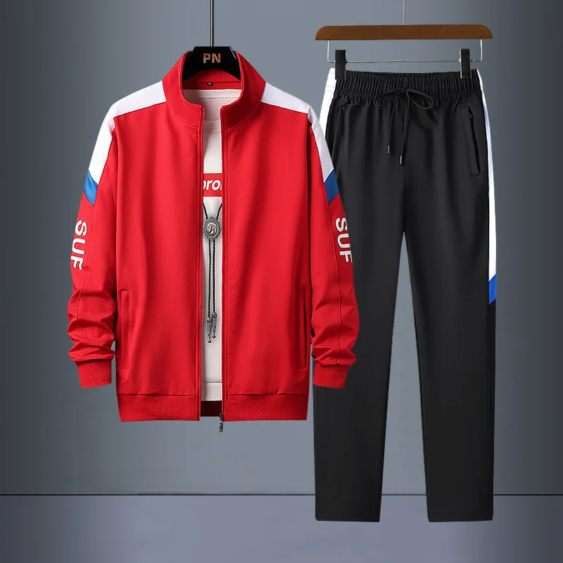 Large Size  Coat Ordinary Casual Trousers Long Sleeve Spring And Autumn Black Hooded Cotton Sports Suit
