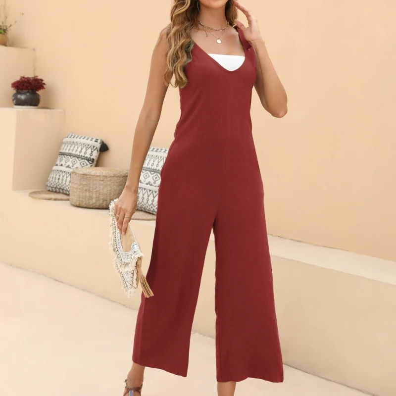 

Casual Loose Jumpsuit Sleeveless Backless Playsuit Women Streetwear Rompers