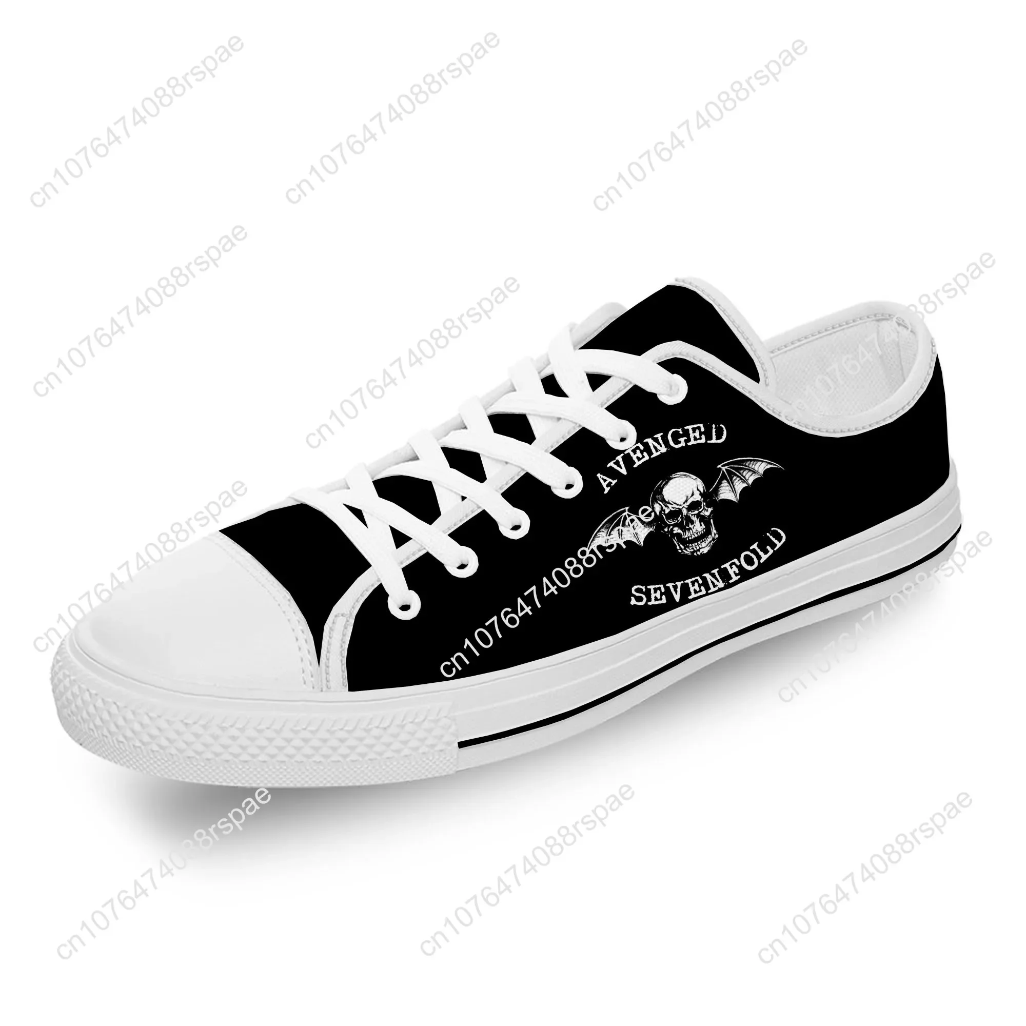 Avenged Sevenfold A7X Low Top Sneakers Mens Womens Teenager Casual Shoes Canvas Running Shoes 3D Print Lightweight shoe White