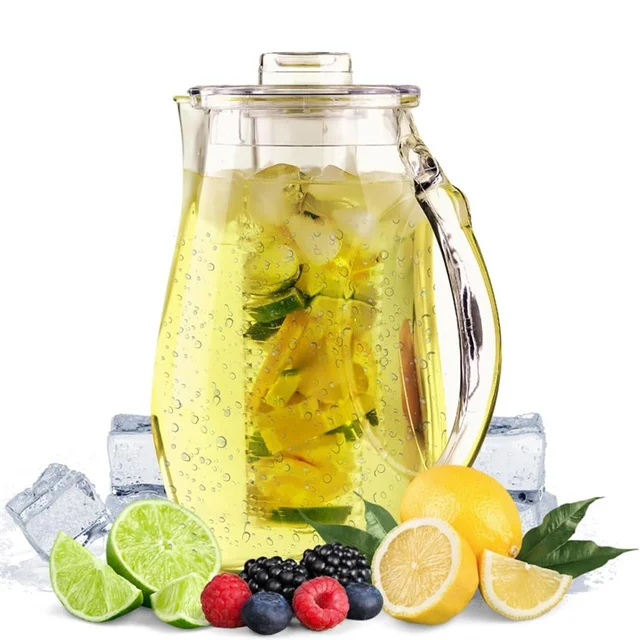 A84E-Fruit Water Pitcher 2.5L With Removable Lid And Infuser Rod,Beverage Jug For Drinks, Lemonade, Juice And Iced Tea 2