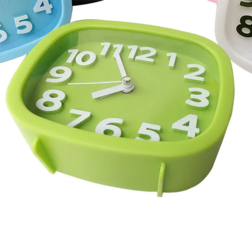 Bright-colored  Practical Bedside Non-ticking Alarm Clock Korean Style Desk Clock Battery Operated   Household Supplies 2