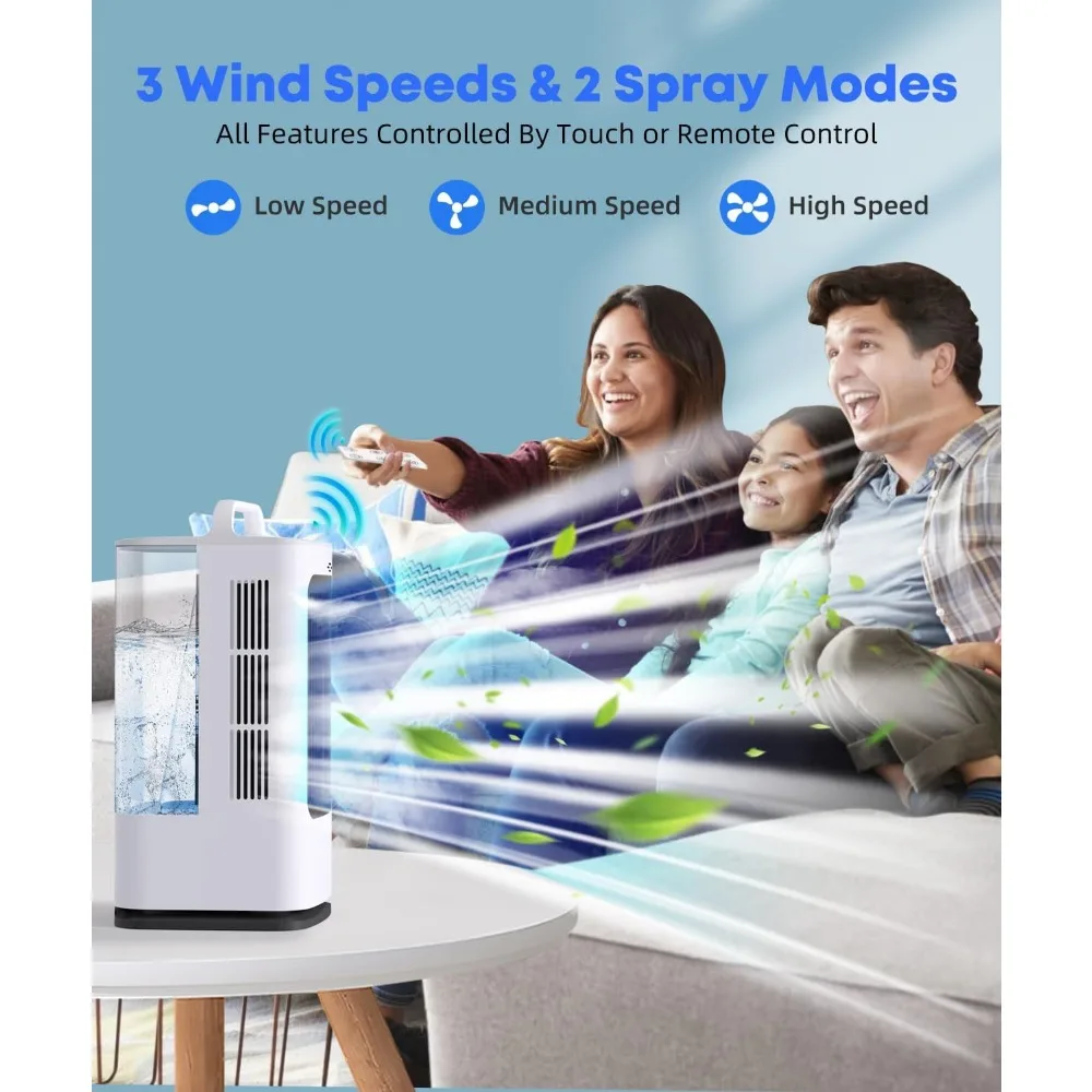 Portable Air Conditioners,1700ml Evaporative Air Cooler with Remote,120° Oscillating Mini Air Conditioner Portable with 3 Speeds 3 Portable Air Conditioners,1700ml Evaporative Air Cooler with Remote,120° Oscillating Mini Air Conditioner Portable with 3 Speeds 3