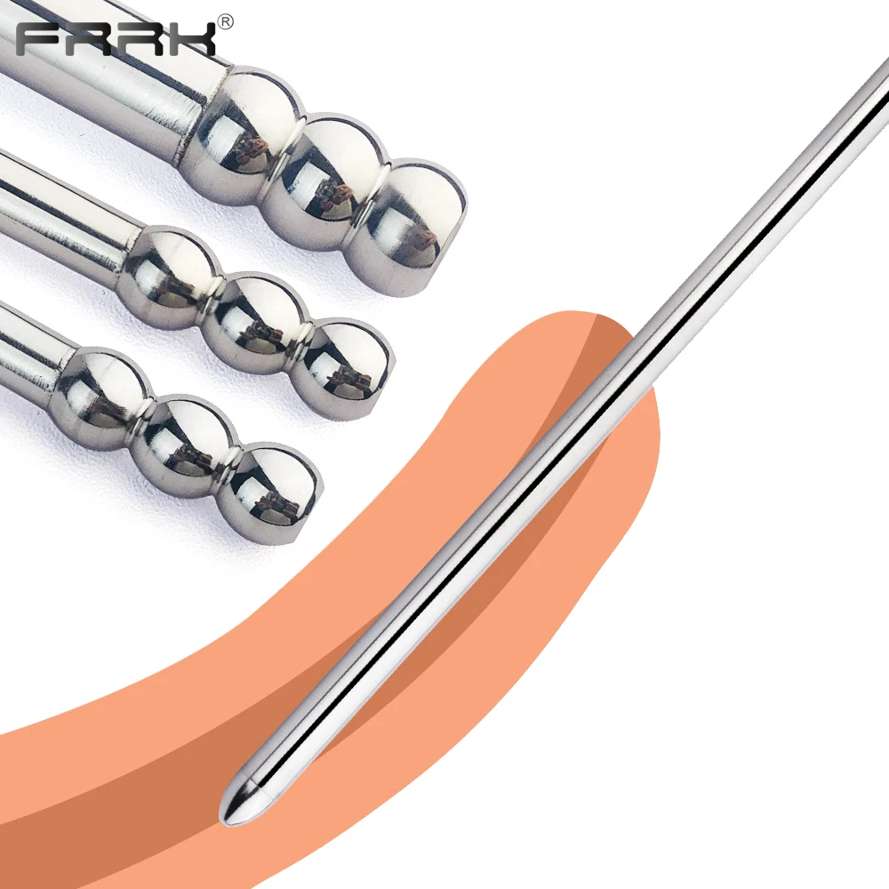 FRRK Sextoy Male Steel Penis Plug Butt Beads G Spot Wand Prostate Massage Stick Double Dildo Vagina Sex Toys Anal Penetrator