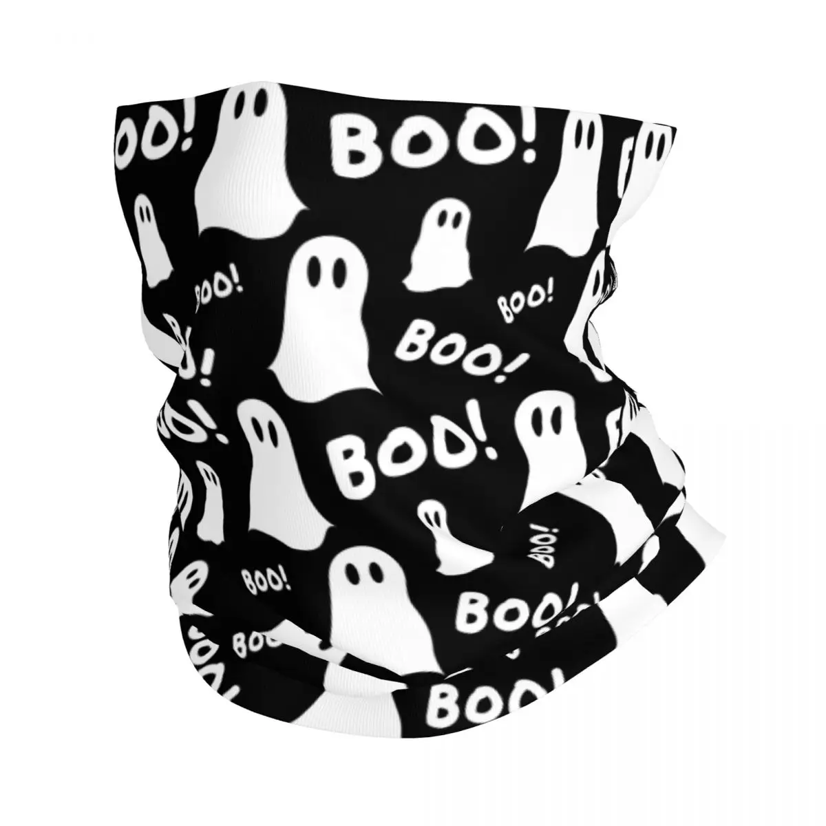 

Halloween Bandana Neck Gaiter Printed Ghosts And The Words "boo!" Balaclavas Wrap Scarf Headwear Fishing for Men Women Windproof