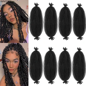 Wakego Springy Afro Twist Hair 12 16 24 Inch Marley Twists Meches Afro Kinky Twist Hair Extensions For Braids Locs Crochet Hair 1