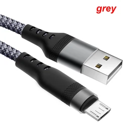 High - Speed Micro USB Charging Cable - Fast Charge 5A, Durable Data Transfer Cord - 1.5m (Grey)