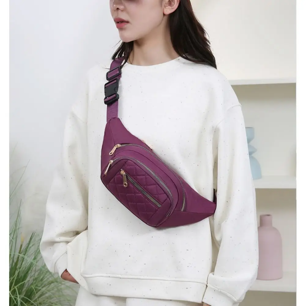 Neue Damen-Brusttasche mit 3 Reißverschlüssen, Oxford-Stoff, wasserdicht, Umhängetasche, multifunktional, große Kapazität, Hüfttasche, Sport – Detail 9