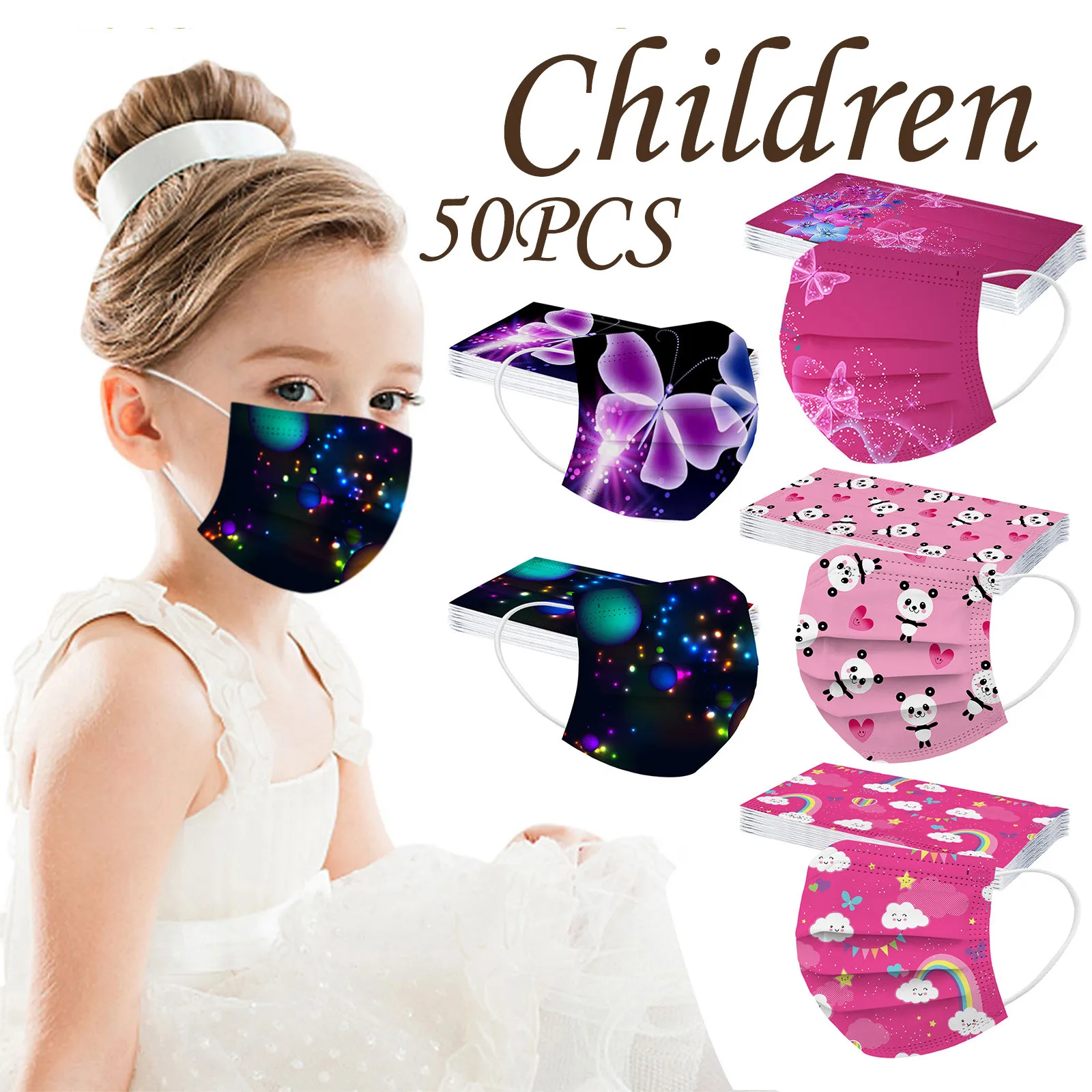 Child Kids Mask Disposable Face Mask Industrial 3Ply Ear Loop 50PC Outdoor Dust-Proof Face Protective Disposable face mask disposable face mask