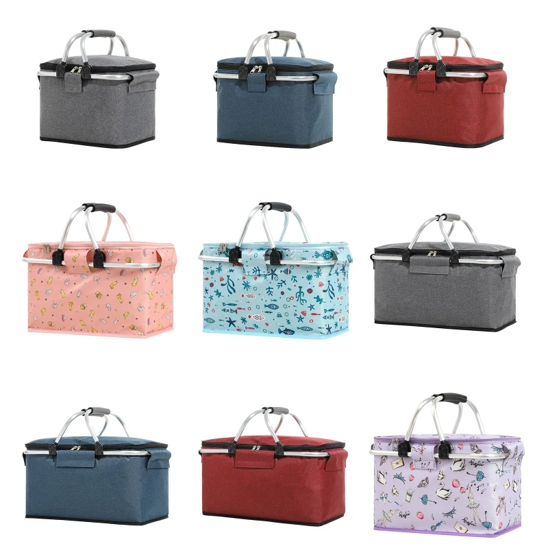 

1Pc Leakproof Collapsible Cooler, Grocery Bag with Aluminium Handle