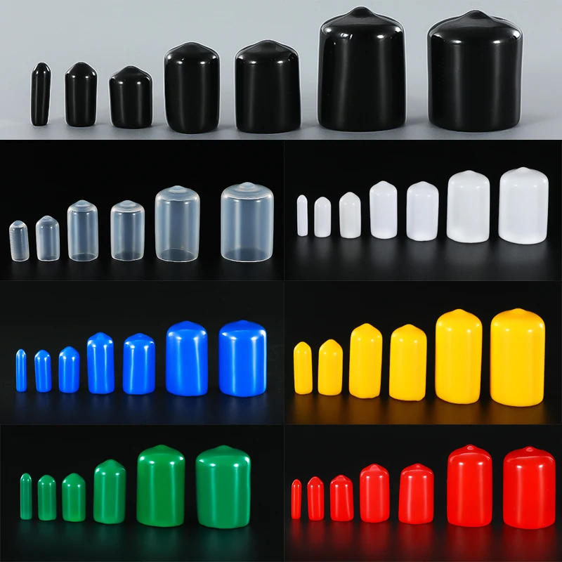 7 Colors PVC Rubber Cap Silicone Cover Plastic Pipe Sleeve Hub Thread Protection Round Pipe Cable End Cover