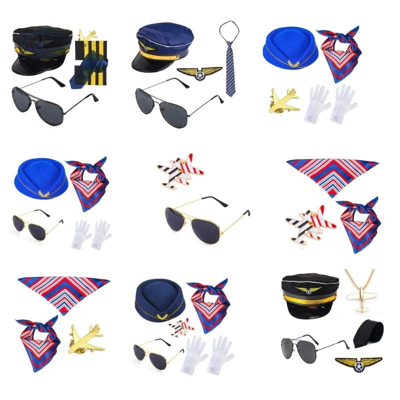 

Captain and Stewardess Cosplay Costume Accessories for Halloween Captain Hat