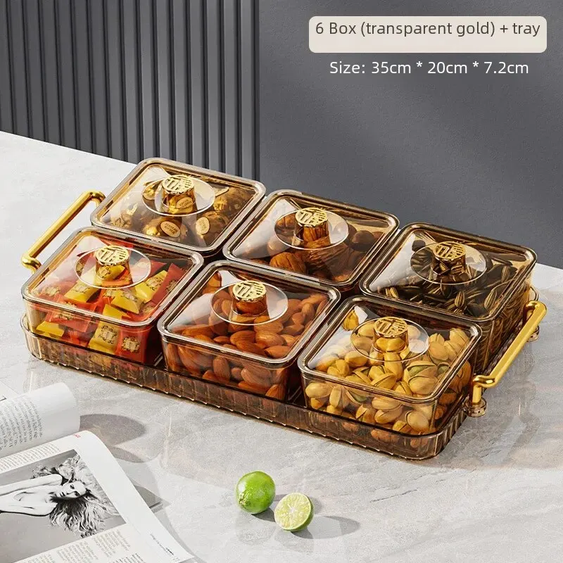 Transparent gold six grid + tray