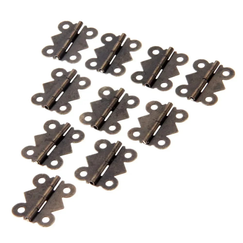 10Pcs Cabinet Furniture 180° Hinges Jewelry Wooden Boxes 4 Hole Butterfly Vintage Hinge Furniture Fittings For Door Cabinets