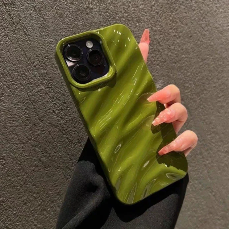 Silk Pattern Wavy Shockproof Soft Phone Case - Enhanced Protection Back Cover