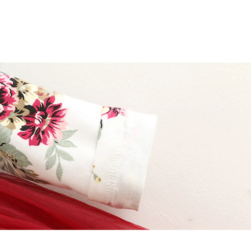 Children Dress Autumn Baby Girls floral Printed Princess Dresses Vestidos toddler girls Clothing Kids Girls red Xmas Dresses