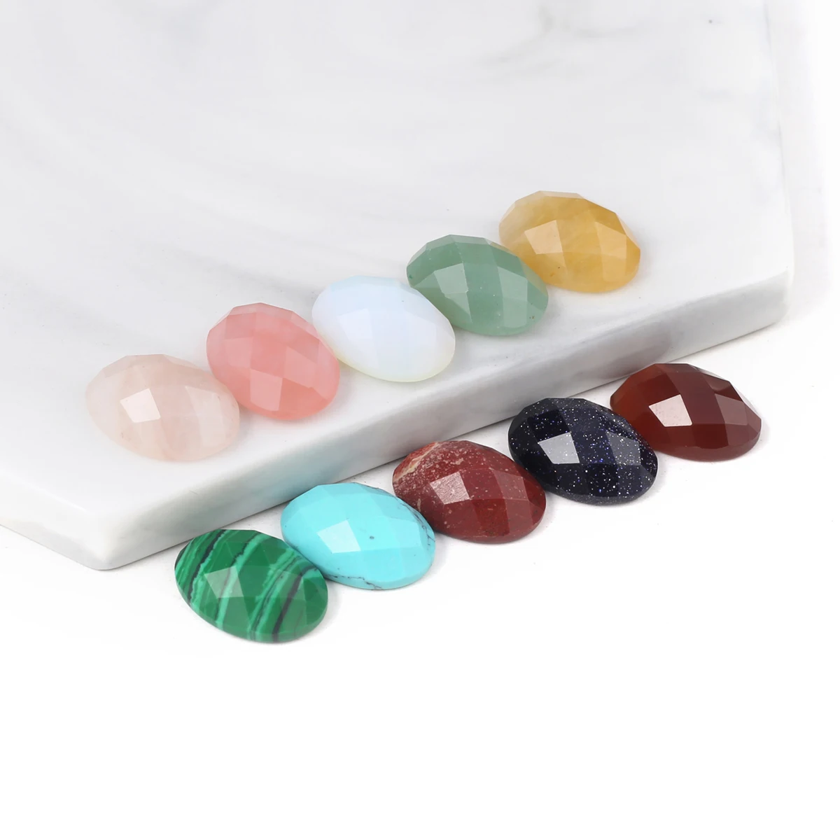 20 PCS Wholesale Randomly Natural Stone Oval Faceted Cabochon Interface for Making Necklace Ring Jewelry Accessories Charm Gift