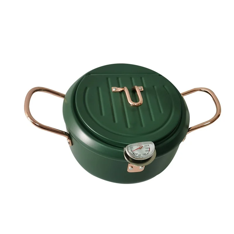 Small Deep Fryer with Thermometer and Drain Rack Non-stick Deep Fryer for French Fries Fish and Chicken