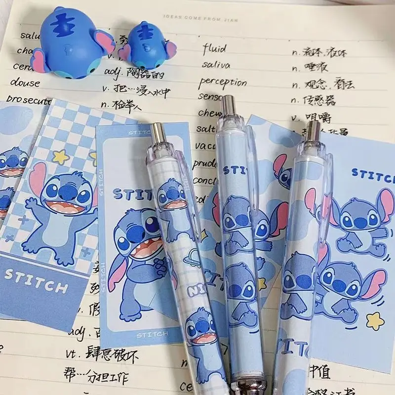 Gel Pens Disney 10-20 Pcs Gel Pen Cartoonstitch 0.5 Lack Ink Signature Pen Office School