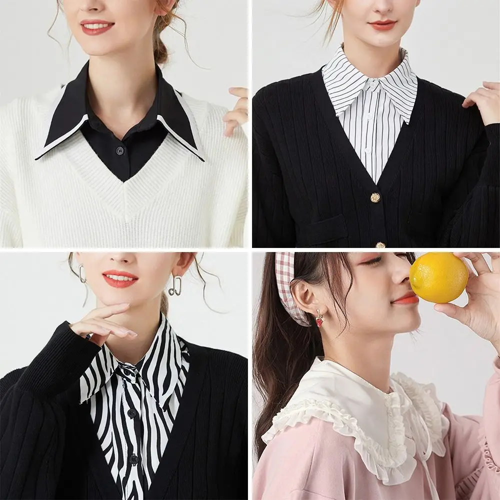 Women Detachable Cotton Shirt Fake Collar Blouse False Collar Clothes Accessories Lapel
