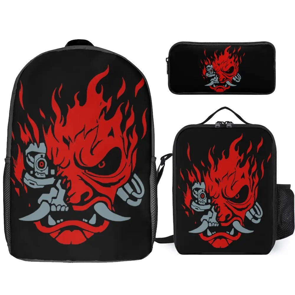 

Vintage Samurai Retro Japanese Gaming 2077 Art Game 9 3 in 1 Set 17 Inch Backpack Lunch Bag Pen Bag Lasting Blanket Roll Cozy