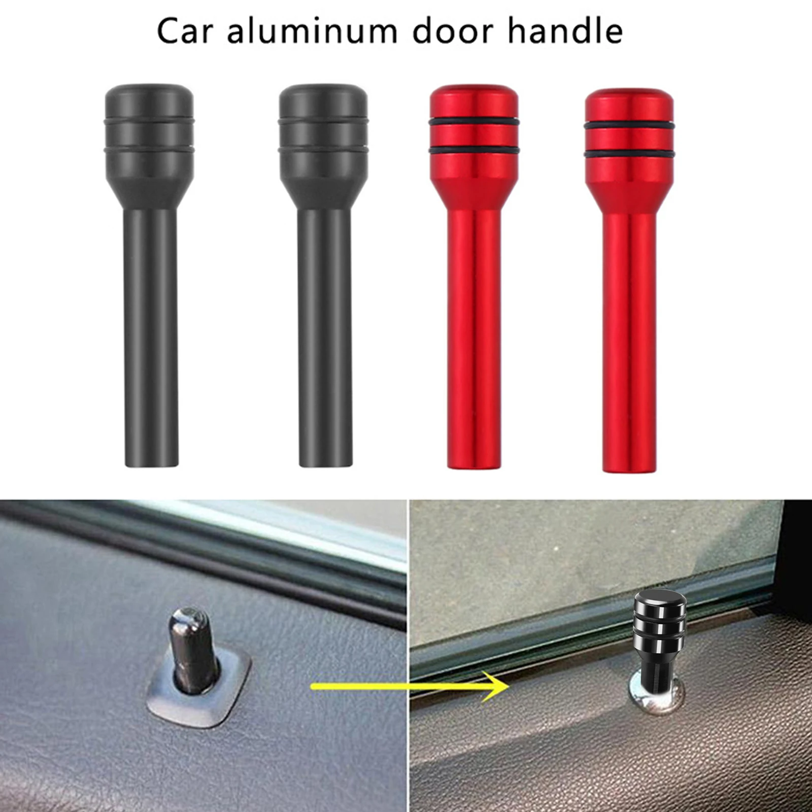 Lot de 8 boutons de verrouillage de porte intérieure en alliage d'aluminium  pour serrure de porte de voiture - Accessoires universels pour serrure de