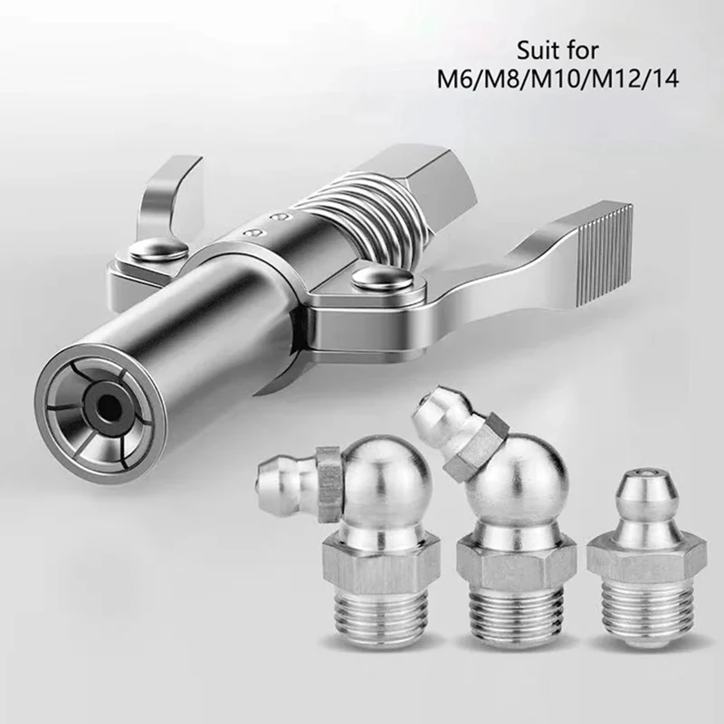 5PCS Grease Coupler 10000PSI Heavy-Duty Quick Release Oil Grease Coupler Oil Pump Two Press Easy Push