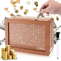 1000/2000/3000/5000/10000 Euro Wooden Money Box - Reusable Piggy Bank with Savings Goal Tracker & Numbered Compartments 1