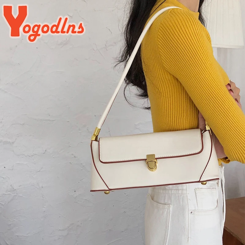 Yogodlns Retro Flap Underarm Bag for Women PU Leather Shoulder Bag Luxury Armpit Handbag Designer Clutch Purrse Bolsa