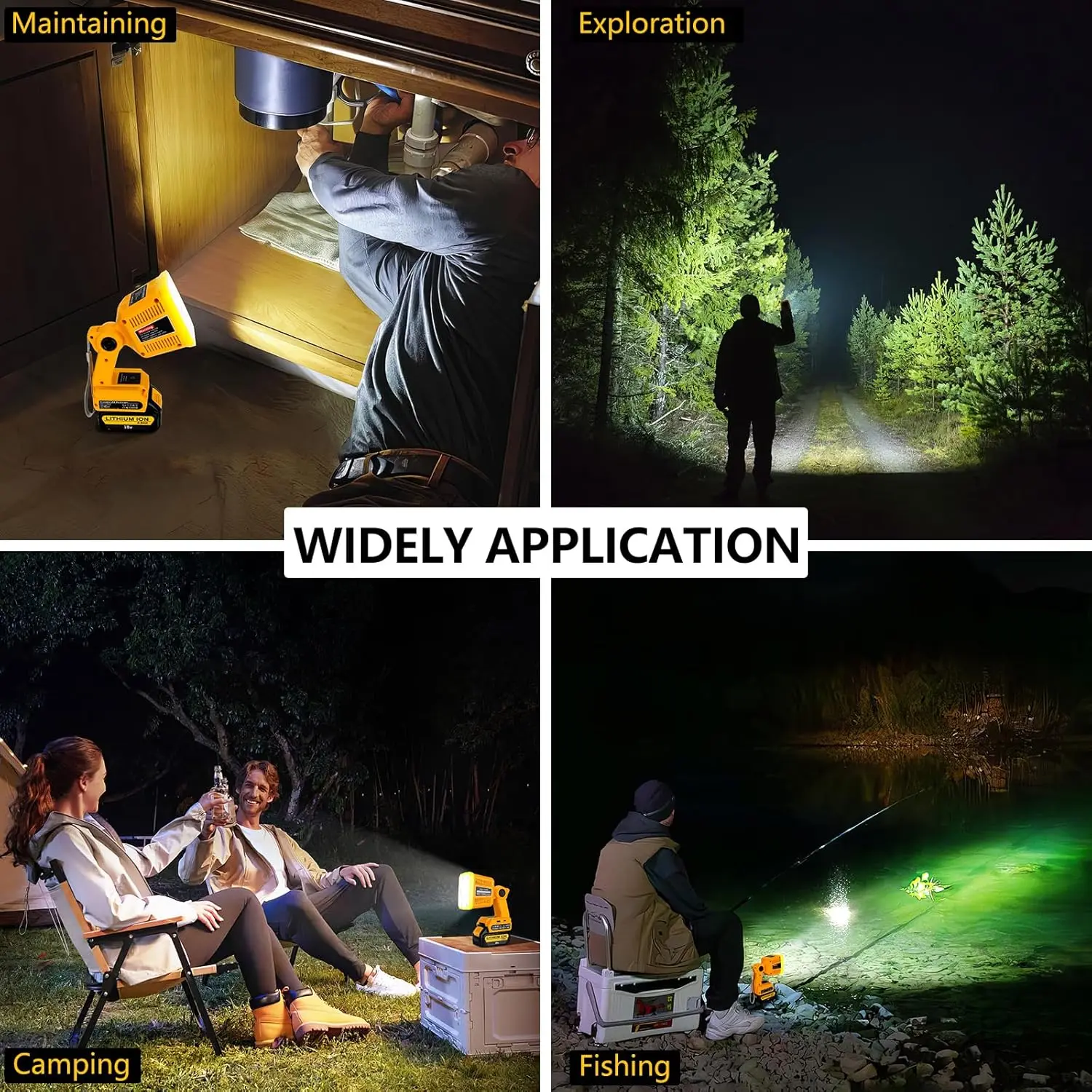20V Max LED Flashlight Compatible Dewalt 20v Battery, 18W LED Work Light LED Bat
