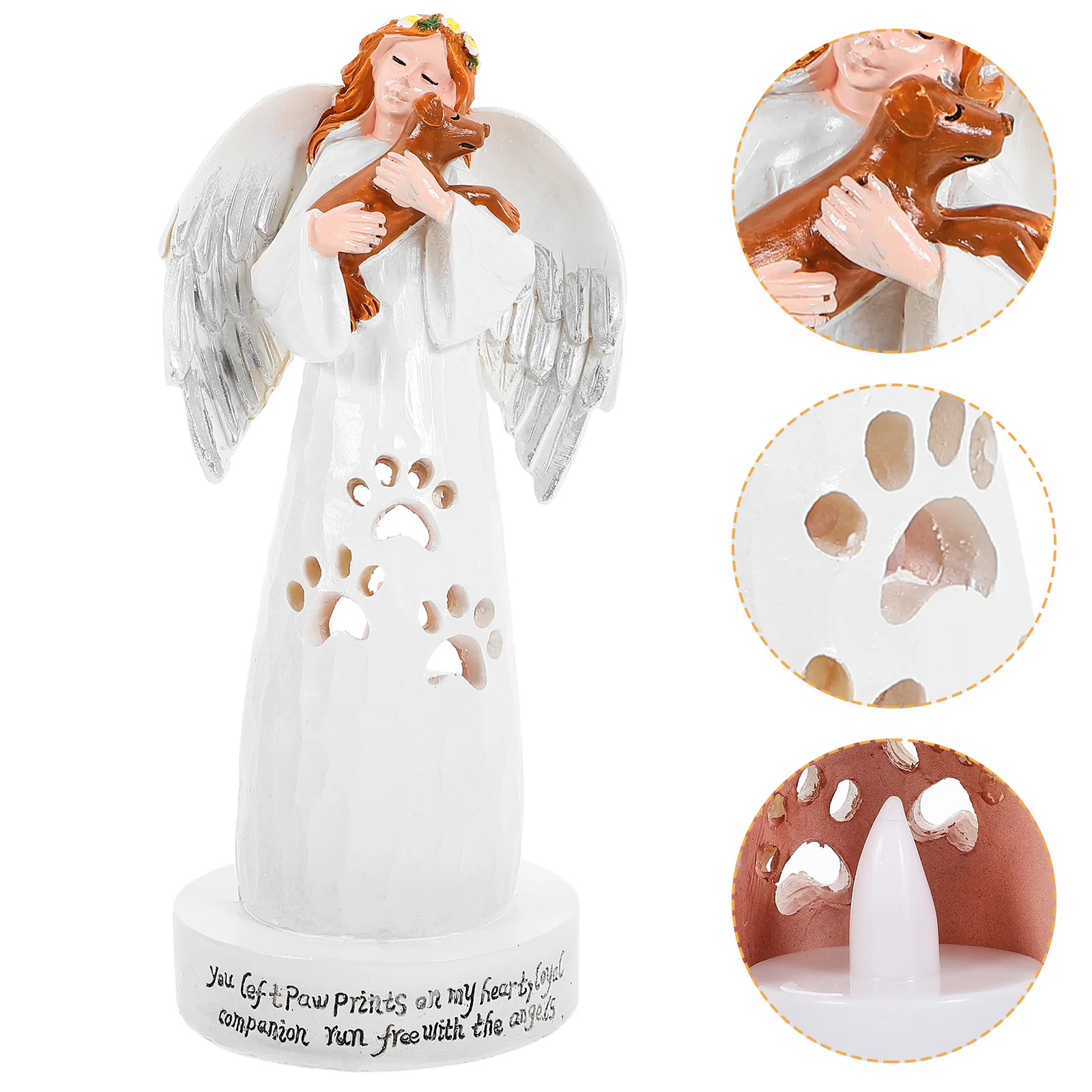 

Ornaments Dog with Angel Statue Gift Home Decor Cartoons Souvenir Holding Puppy Remembrance Resin Crafts and Figurine