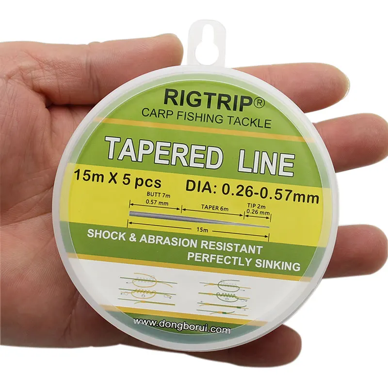 15m*5pcs Feeder Carp Fishing Tapered Shock Leaders Monofilament Nylon Fishing Line Casting Distance Leader For Fish Accessories 6