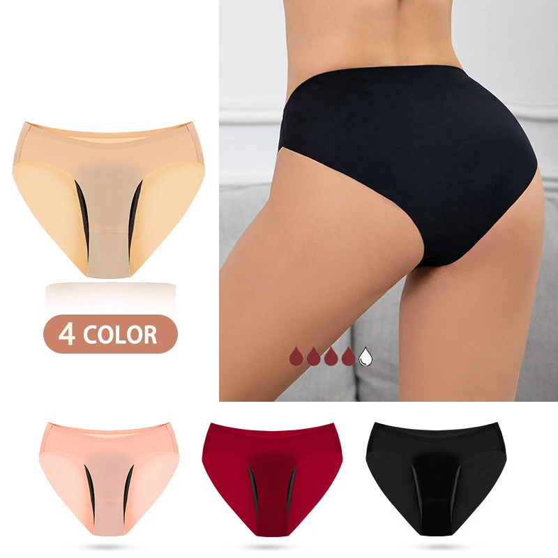 4-Layer Heavy Flow Absorbency Leak Proof Menstrual Briefs Female Sexy Breathable Physiological Period Panties Water absorption 1pc period panites physiological women underwear 4 layer leak proof thong g string fashion lingerie menstrual panties