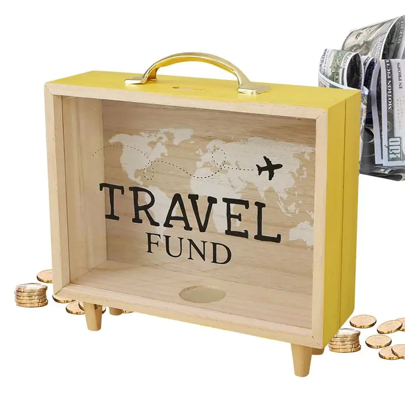 

Travel Adventure Archive Box creative Memory Box Frame with Slots Tabletop Decorations Photo Frame Storage Box Money Saving Box