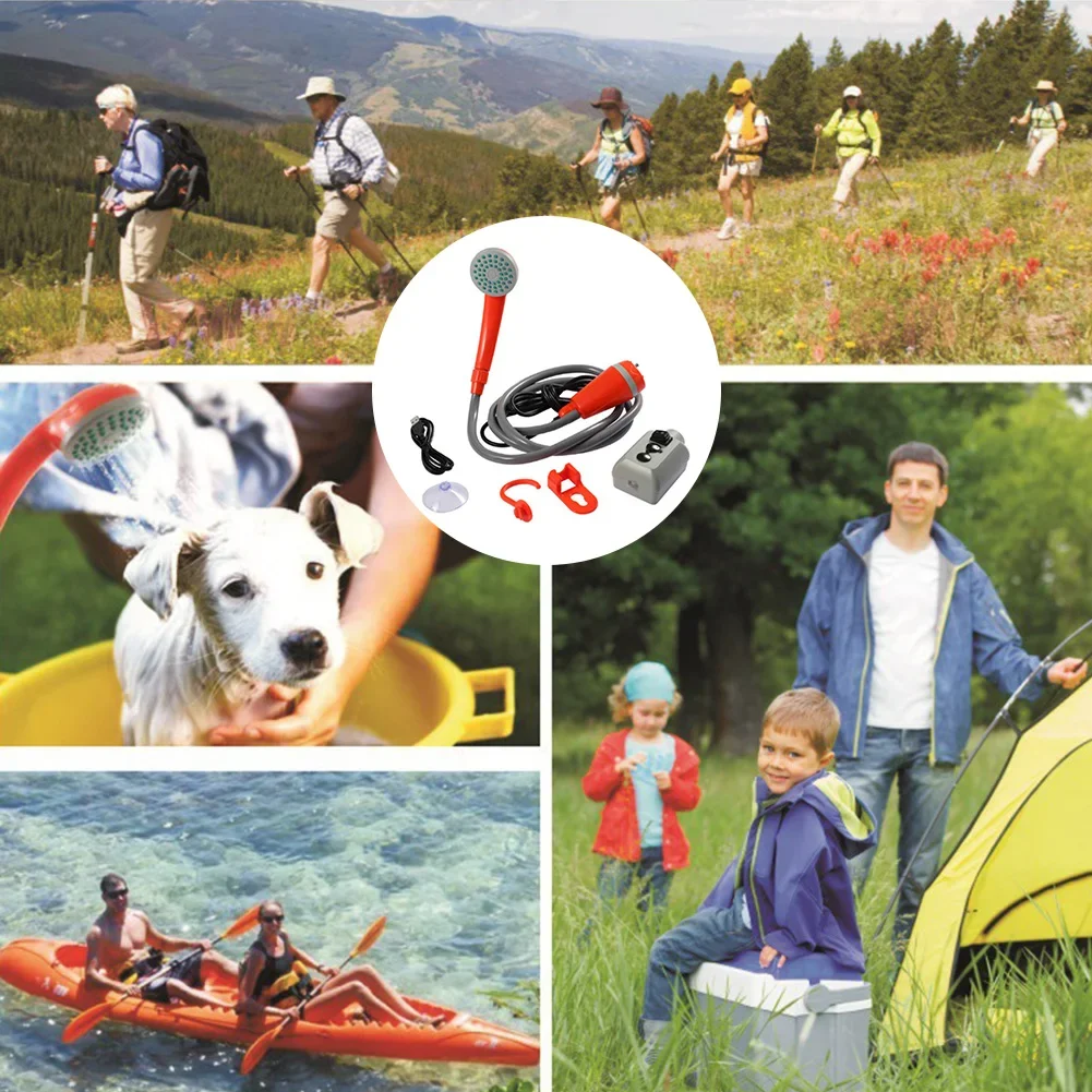 High Pressure Spray Head USB Charging for Outdoor Camping Car Washing Plant Watering Tool Portable Car Outdoor Shower