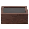 Black Walnut Storage Box with Tempered Glass Lid Retro Tea Set Organizer Elegant Home Decor for Living Room Premium Display Case 6