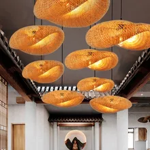  New Chinese Restaurant Chandelier Bamboo Art Bamboo Weave Japanese Tea Room B&B Hot Pot Restaurant Farmhouse Bar Hall Zen Lamp 