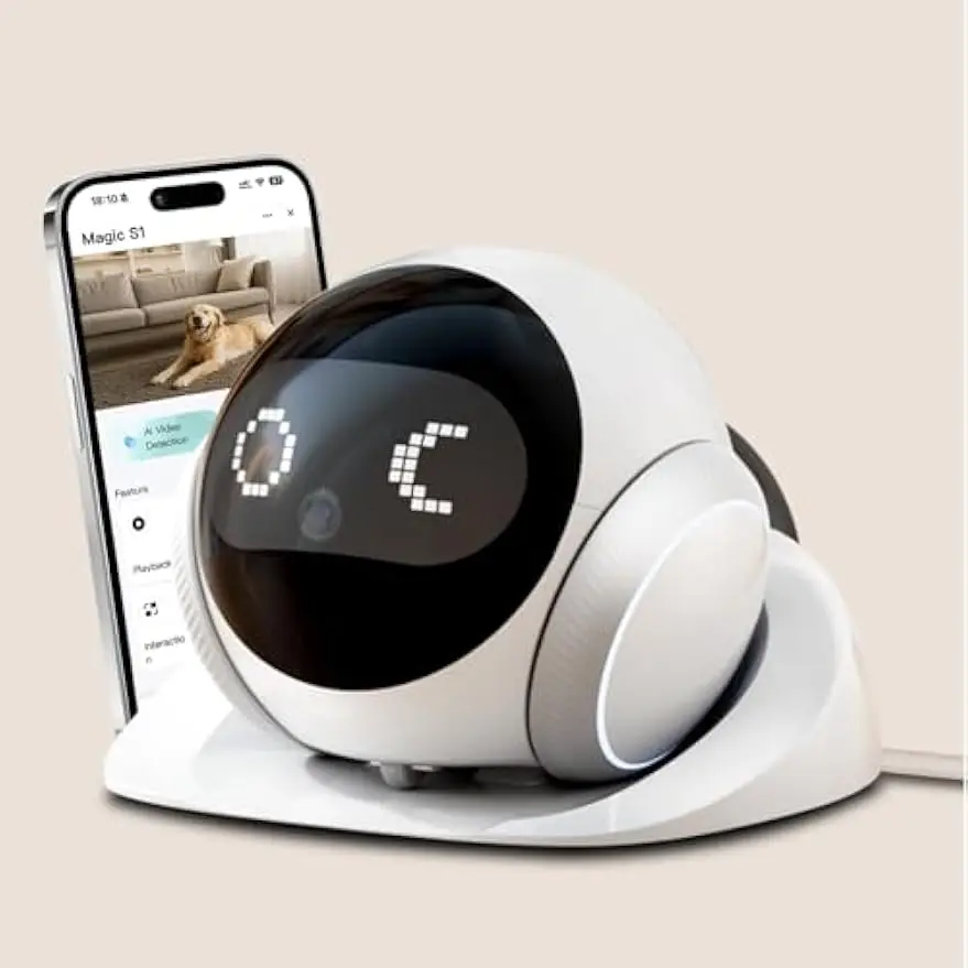 Telecamera robot per animali domestici | Mobile per interni con ricarica automatica, audio bidirezionale, visione notturna, controllo intelligente dell'app, gatti/cani/neonati/anziani