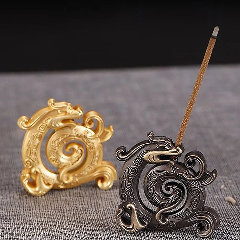 

1PC Lucky Feng Shui Copper Chinese Dragon Creative Retro Incense Holder Household Indoor Line Incense Burner Home Decor Craft