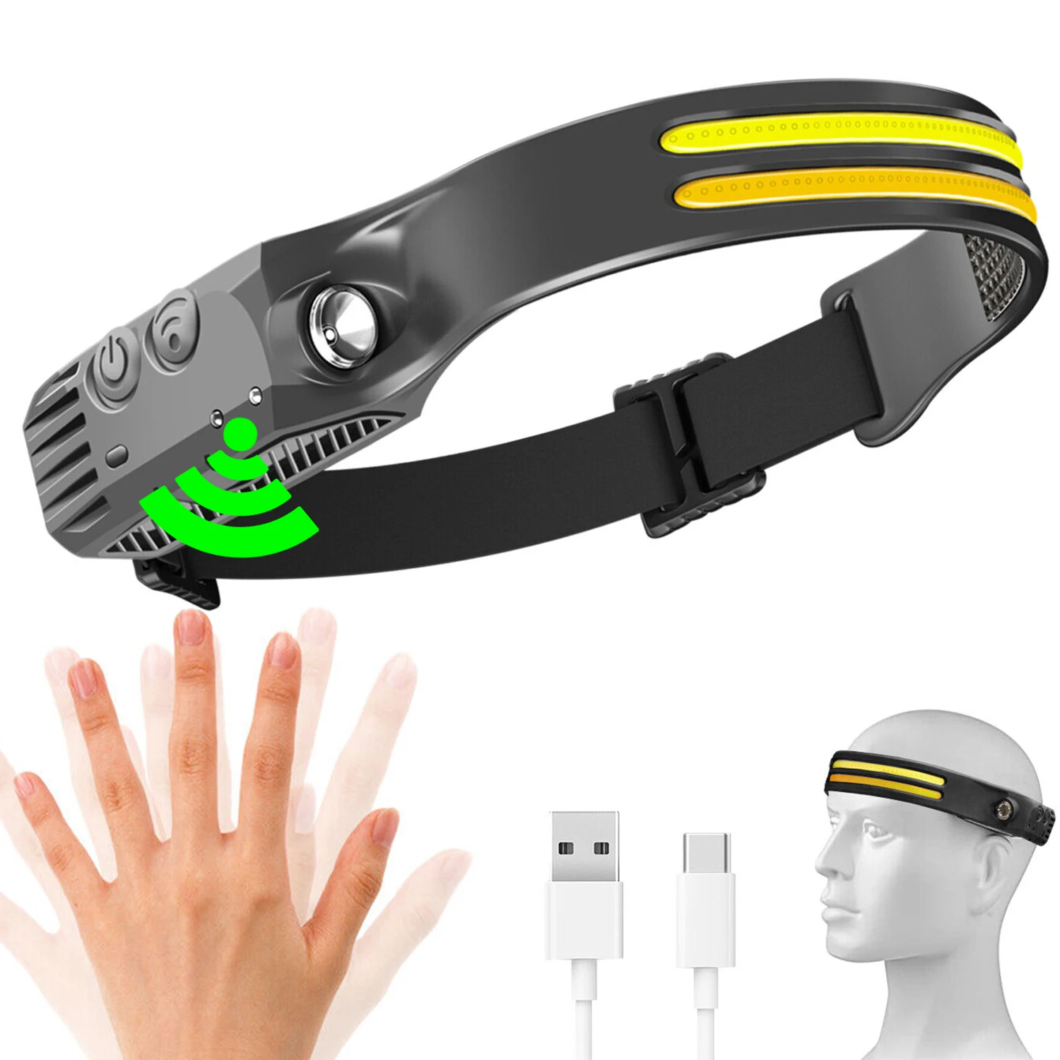 

Налобный фонарь, светодиодный индукционный фонарь, перезаряжаемый светодиодный налобный фонарь, рабочая головка, фонарь со встроенным аккумулятором, мощный налобный фонарь