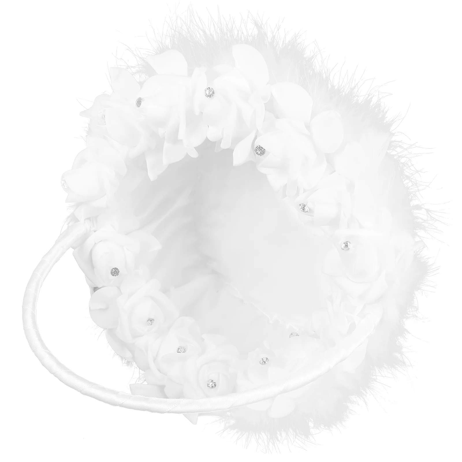 

Rose Flower Girl Basket For Wedding Basket Decoration White Feather For Wedding Ceremony Party Decoration Bride