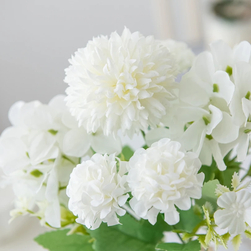 Künstliche Blumen Seide Hortensien Brautsträuße Festival Vasen Dekoration Hausgarten Hochzeit Tisch Gefälschte Pflanzen Diy Geschenk Billig – Detail 6