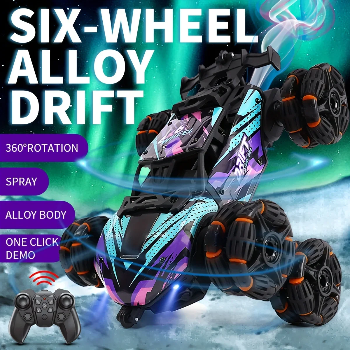 

Remote Control Car , Drift Stunt Car,Rotating Remote Control Cars Toy For Kids, With Rechargable Batteries& Spray& LED Lights