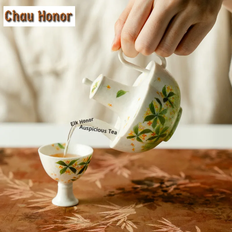150ml Hand-painted Osmanthus Teapot Handmade Tea Warm Wine Vessel Pot Tea Soaking Kettle With Filter Kung Fu Tea Tableware Gift