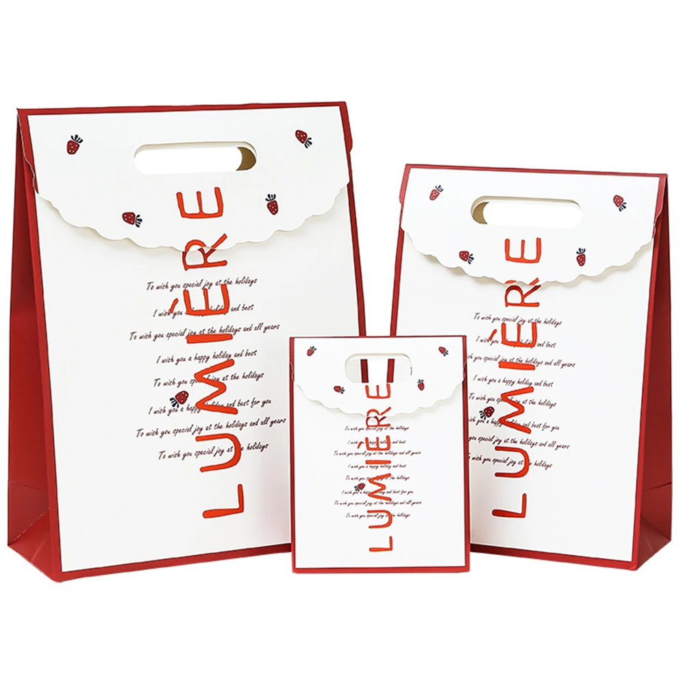 10Pcs Tote Strawberry Bag with Necklaces Rings Earrings Birthday Gift with Accompanying Hands For Wedding Party Valentine's Day