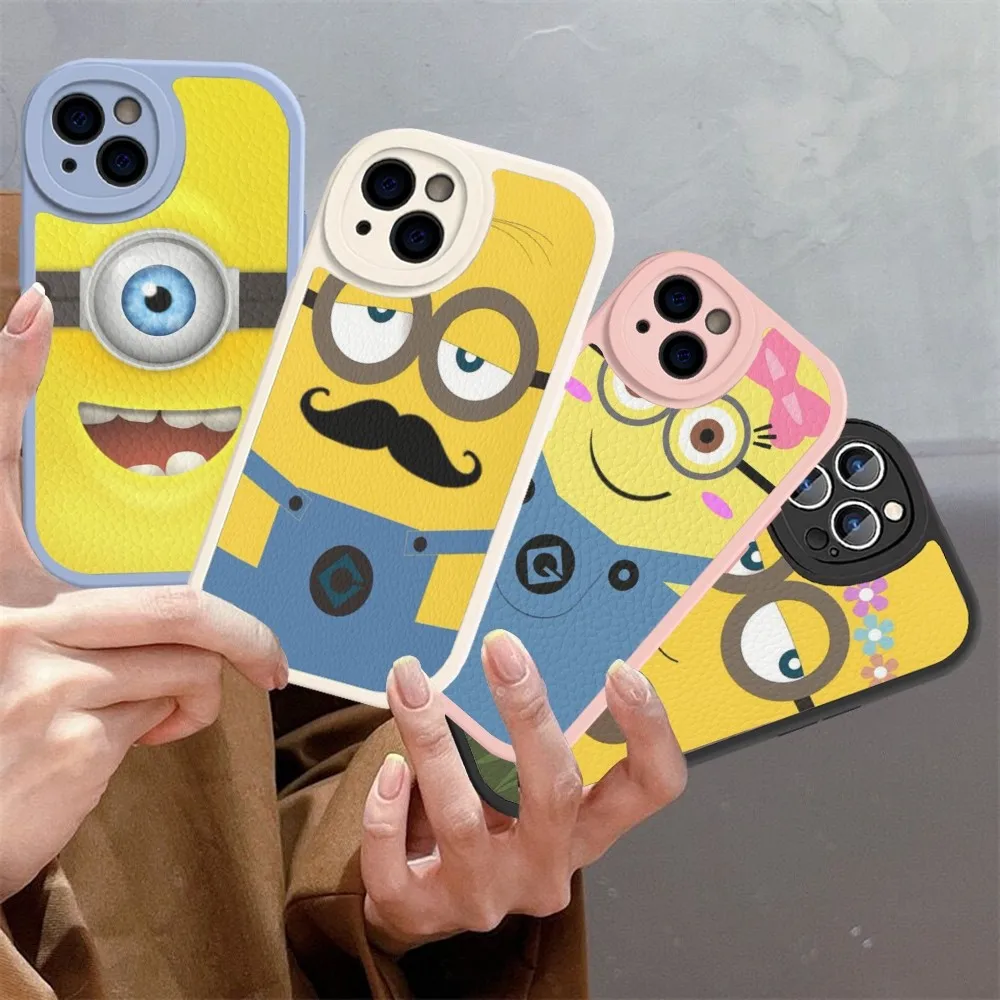 

Cartoon Lovely Cute M-Minions Mousepad Hard Leather For iPhone 14 13 12 Mini 11 14 Pro Max Xs X Xr 7 8 Plus Fundas