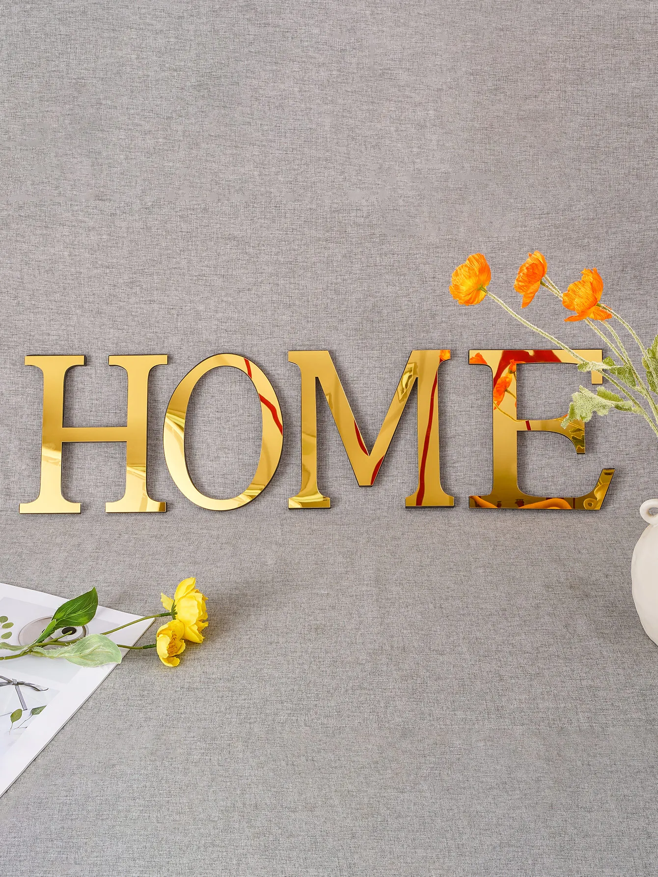 Wall sticker 3D large size 20cm mirror acrylic English letters holiday celebration decoration peel & stick DIY art mural