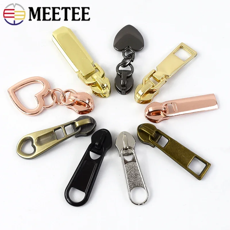 나일론 지퍼 테이프 가방 재킷 포켓 지퍼 풀 헤드 지퍼 수리 키트, DIY 의류 재봉 액세서리, 5 지퍼 슬라이더, 10 개